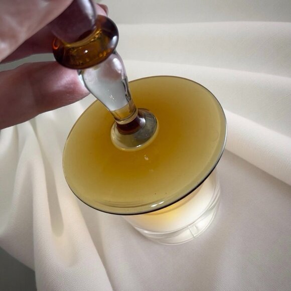 Vintage Tiffin Crystal and Amber Sherry or Small Wine Glasses Uranium Glow - Picture 6 of 13